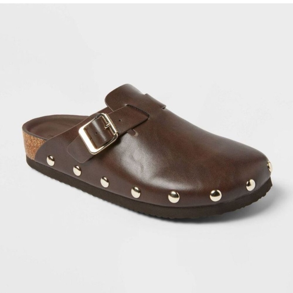 NWT gold studded brown Clogs